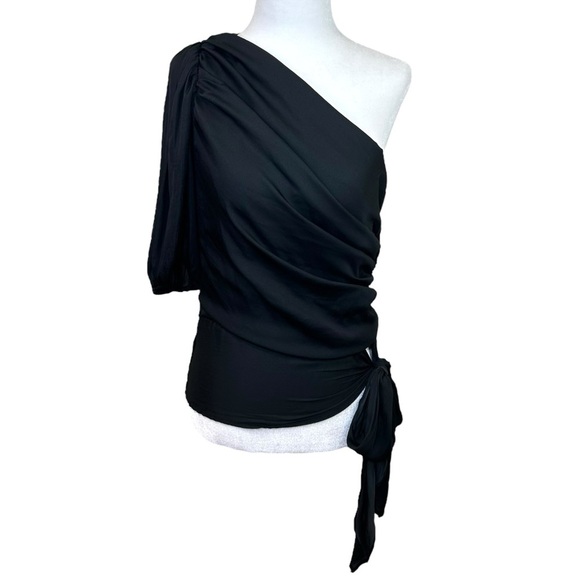 Anthropologie x Dolan - Women’s Ruched Off-The-Shoulder Top, Tie - Black, Medium - Picture 3 of 12